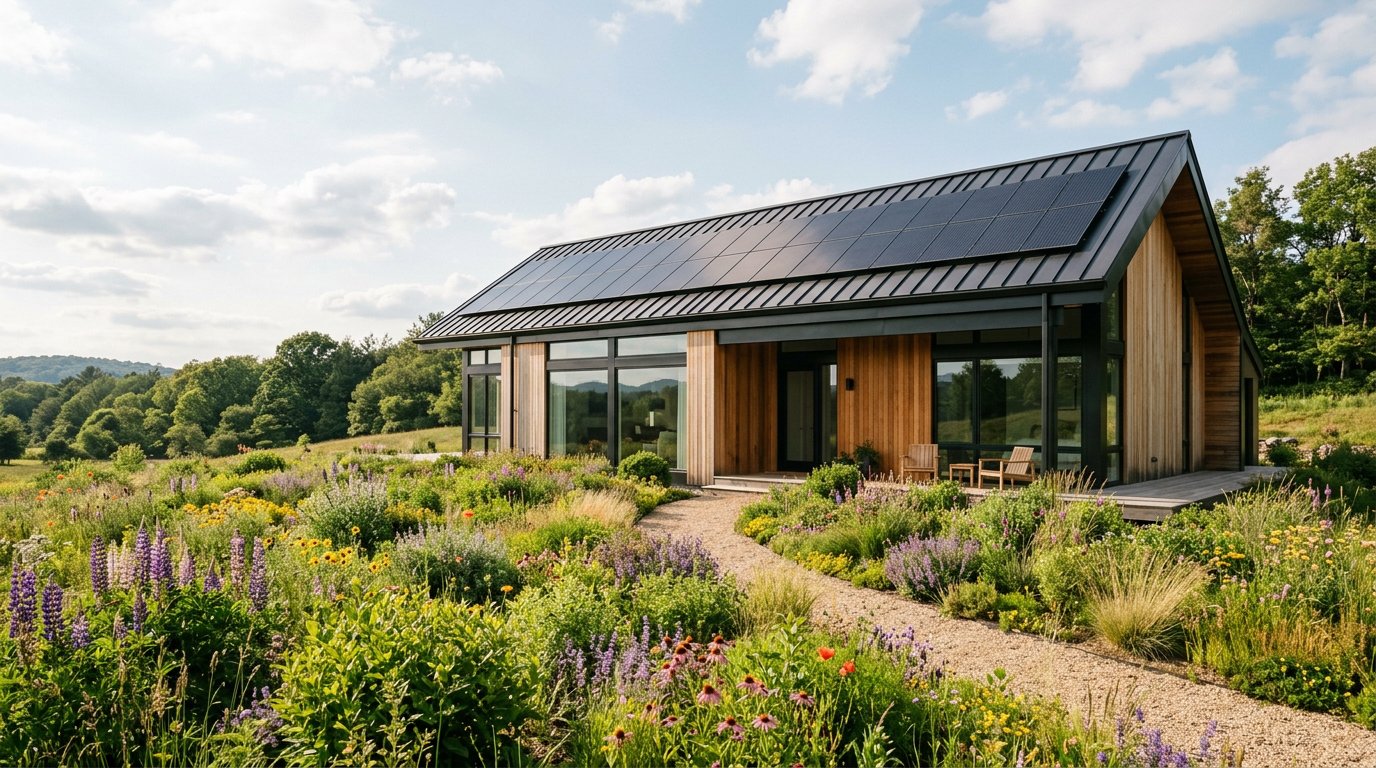 Elegant dark roof on a modern home
